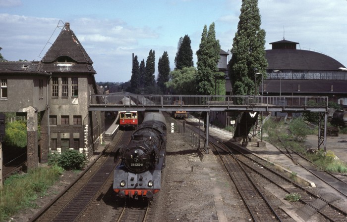 03 0059 mit D 1713 fährt am S-Bahnhof Pankow-Heinersdorf vorbei, 24.08.1978