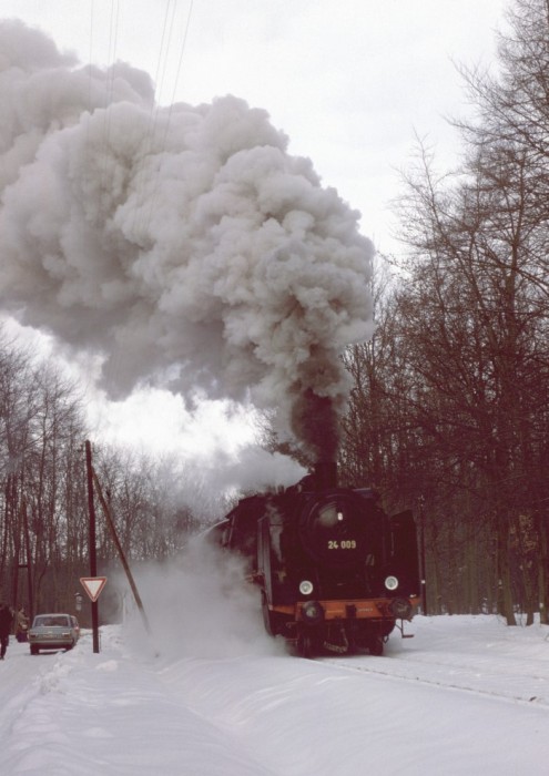 24 009 Scheinanfahrt bei Mellrich (WLE), am 28.01.1979