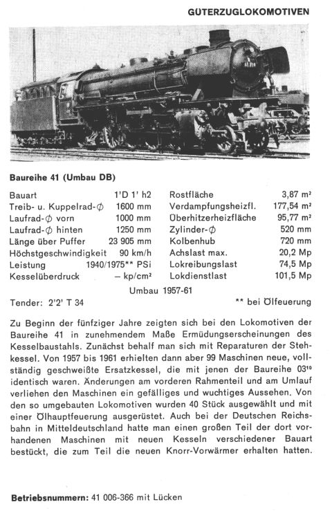 Kurzbeschreibung der Baureihe 41 (DB)