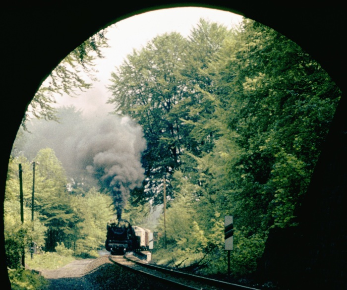 050 256 mit letztem Güterzug aus Ellrich einfahrend Walkenrieder Tunnel, 29.05.1976