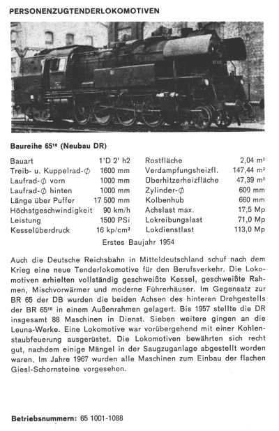 Kurzbeschreibung Baureihe 65.10
