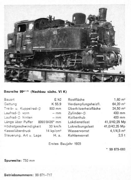 Kurzbeschreibung der Baureihe 99.67-71 - sächs. VIK, Nachbau DRB - Teil 1