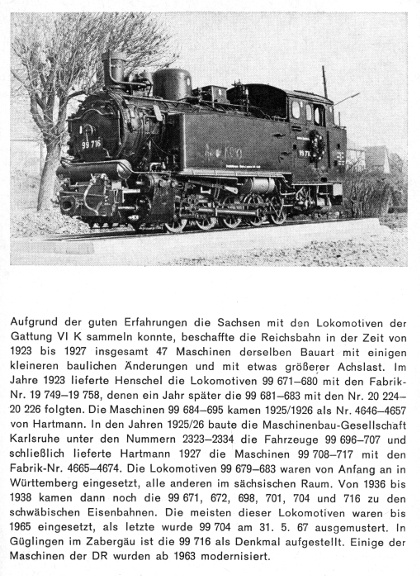 Kurzbeschreibung der Baureihe 99.67-71 - sächs. VI K, Nachbau DRB - Teil 2