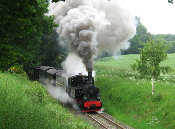 Lok HOYA mit Personenzug Nr.7 Abfahrt am Haltepunkt Vilser Holz, um 14:19h am 26.05.2007