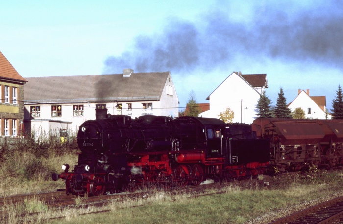 58 311 mit leerem Kali-Zug in Dorndorf, am 29.10.1999