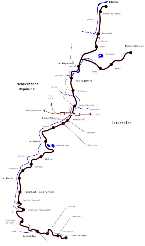 Skizze der Waldviertelbahn