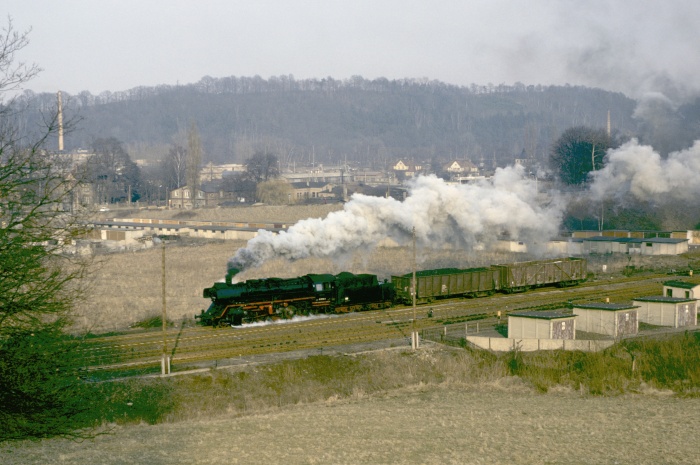 50 3536 mit Gz ->Riesa Ausfahrt Nossen,23.02.1982 50 3536 mit Gz ->Riesa Ausfahrt Nossen,23.02.1982