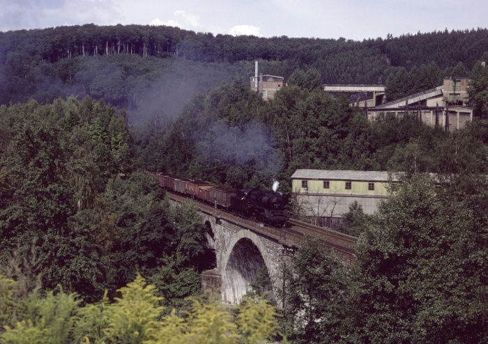 50 3543 mit Gz Zwickau->Aue vor Schlema, 28.08.1982 50 3543 mit Gz Zwickau->Aue vor Schlema, 28.08.1982