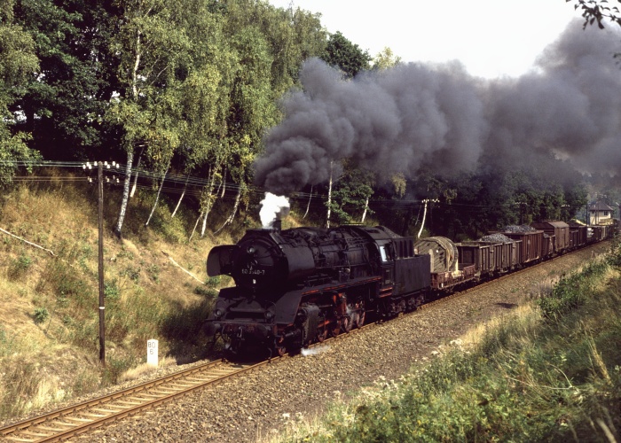 50 3540 mit Ng 61348 hinter Blockstelle Rothschönberg, 30.08.1982 50 3540 mit Ng 61348 hinter Blockstelle Rothschönberg, 30.08.1982