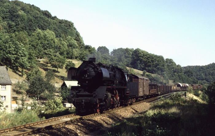 50 3540 mit Güterzug bei Roßwein, 03.09.1982 50 3540 mit Güterzug bei Roßwein, 03.09.1982