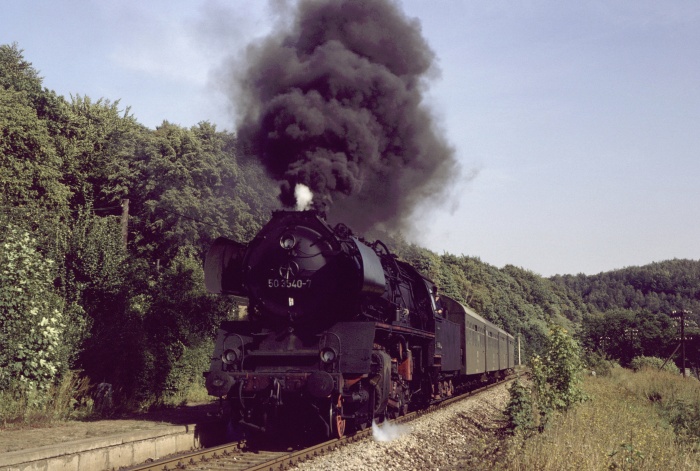 50 3540 mit P 7768 in Klosterbuch, 03.09.1982 50 3540 mit P 7768 in Klosterbuch, 03.09.1982
