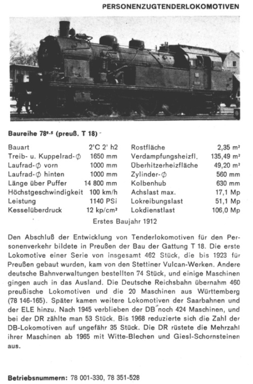 Kurzbeschreibung Baureihe 78 (.0-5), ehem. preußische T18
