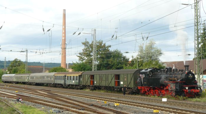 So sah der Zug aus, der nun an diesem Tag nach Welzheim den Berg hochfahren sollte, fotografiert um 8:20h am 08.09.2013