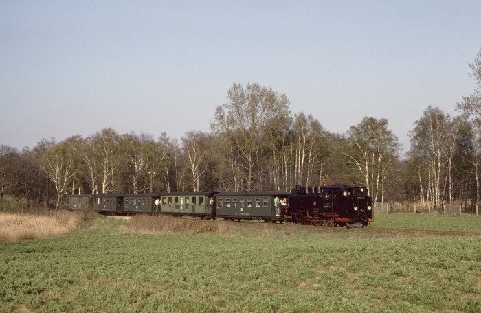 99 1791 Tv vor P 14218 bei Friedewald, am 24.03.1990