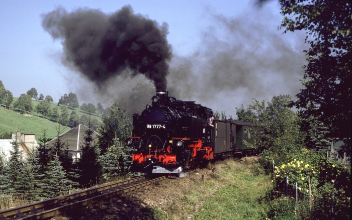 99 1771 mit P 14311 hinter Cranzahl, am 08.09.1989