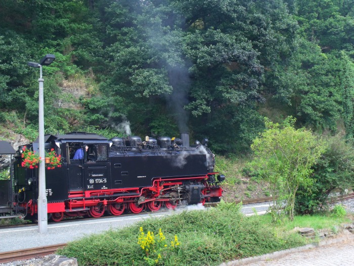 99 1734 mit P 5008 in Seifersdorf, um 17.10h am 25.07.2011