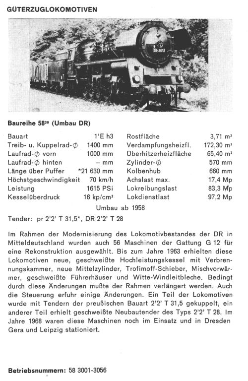 Kurzbeschreibung Baureihe 58.30 der DR