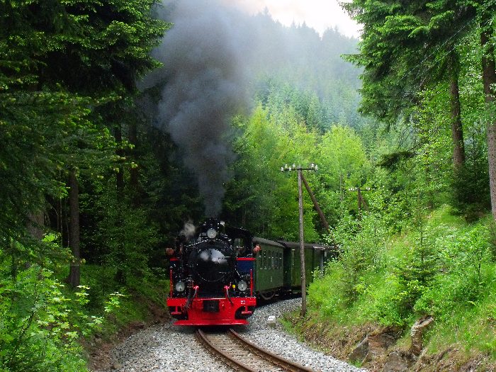 AQUARIUS C mit Zug 13 in der engen Kurve im Tal zwischen Schmalzgrube und Schlössel bei km 20,2, um 13:30h am 28.05.2012